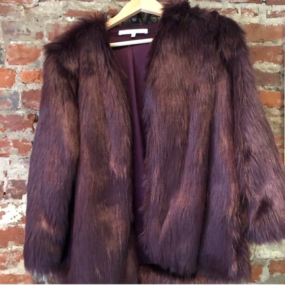 Lovers + Friends Deep Burgundy/Wine Faux Fur Jacket - Picture 5 of 14